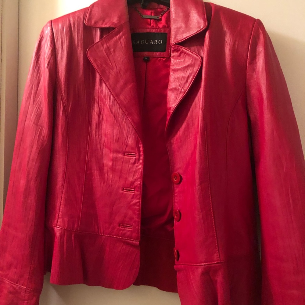 Red leather jacket